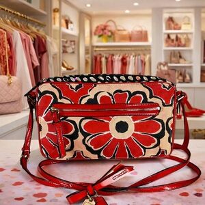 Coach Poppy 25121‎ Floral Red and Black Crossbody Shoulder Bag